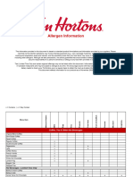 Tim Hortons Allergen Guide - November 2023