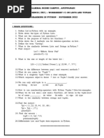 Xi CS Worksheet List Tuples