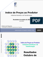 Índice de Preços Ao Produtor: Indústrias Extrativas e de Transformação