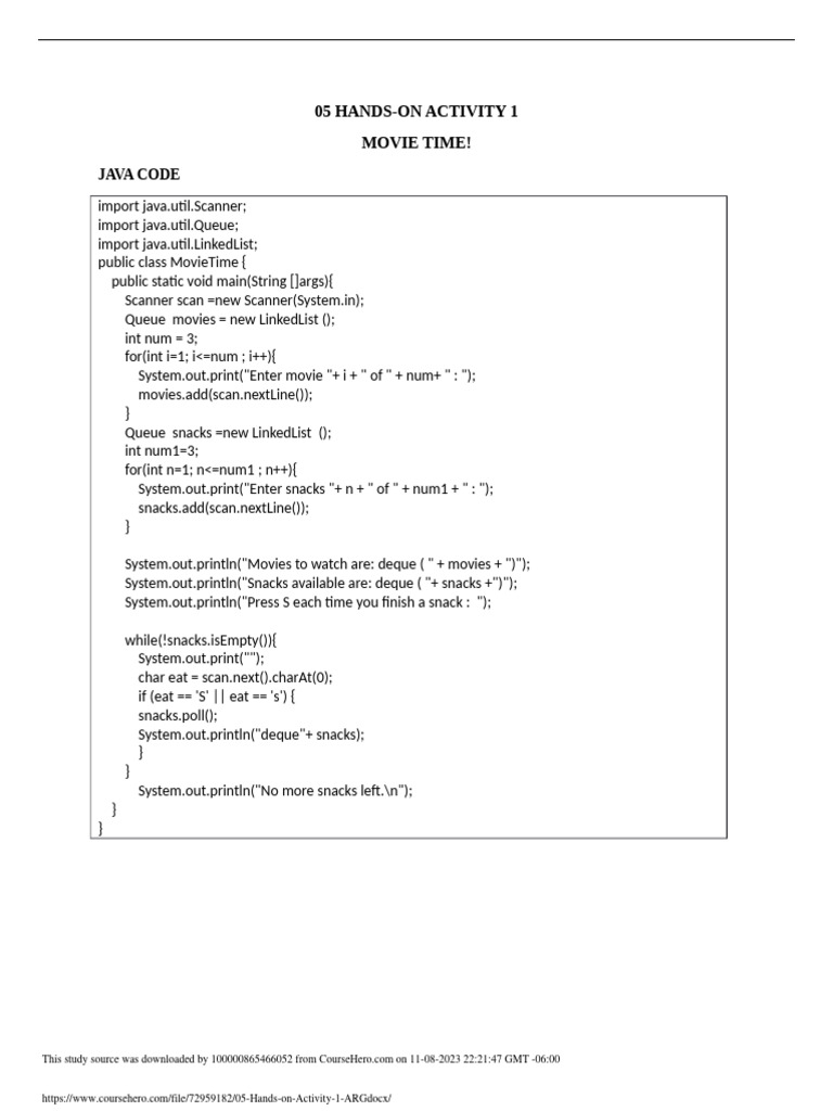 05 Hands On Activity 1 ARG | PDF