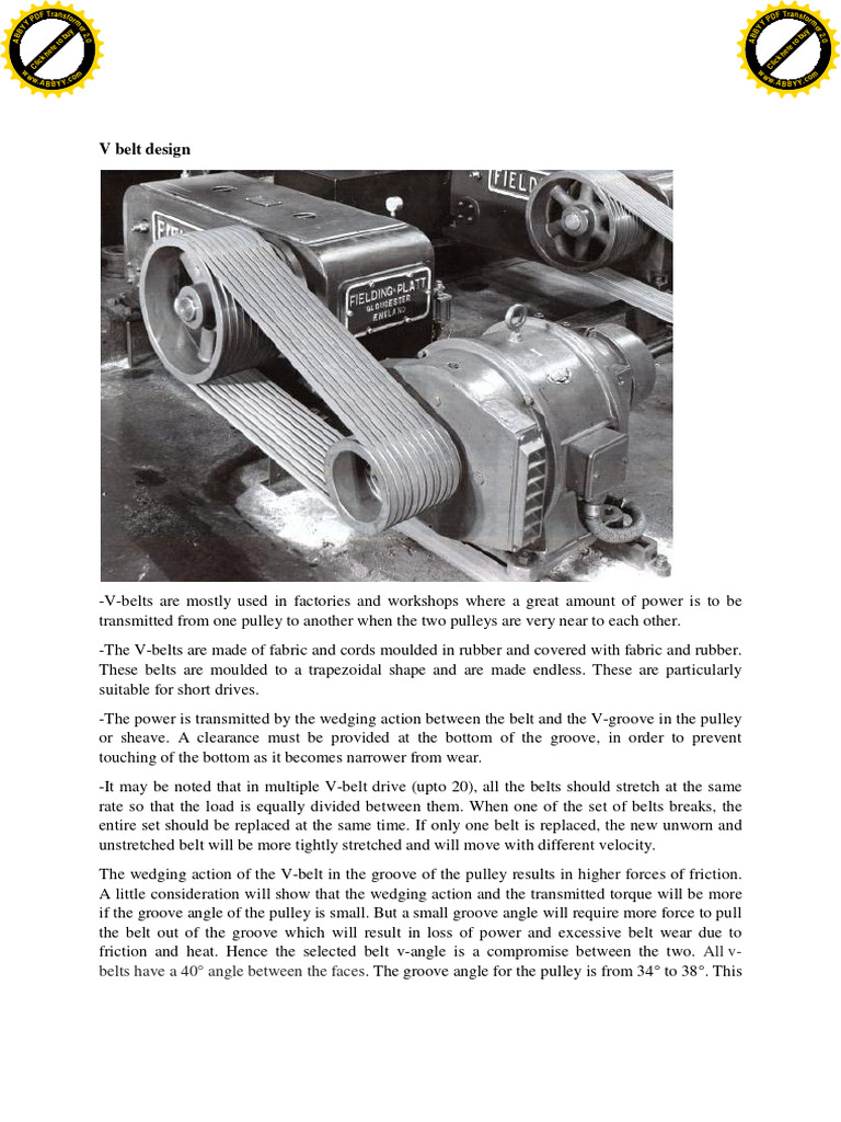 V Belt Pdf Belt Mechanical Manufactured Goods