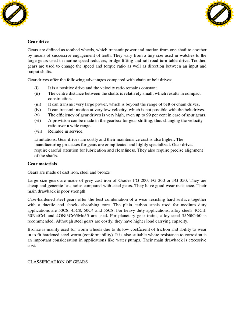 Spur Gear PDF Gear Mechanical Engineering