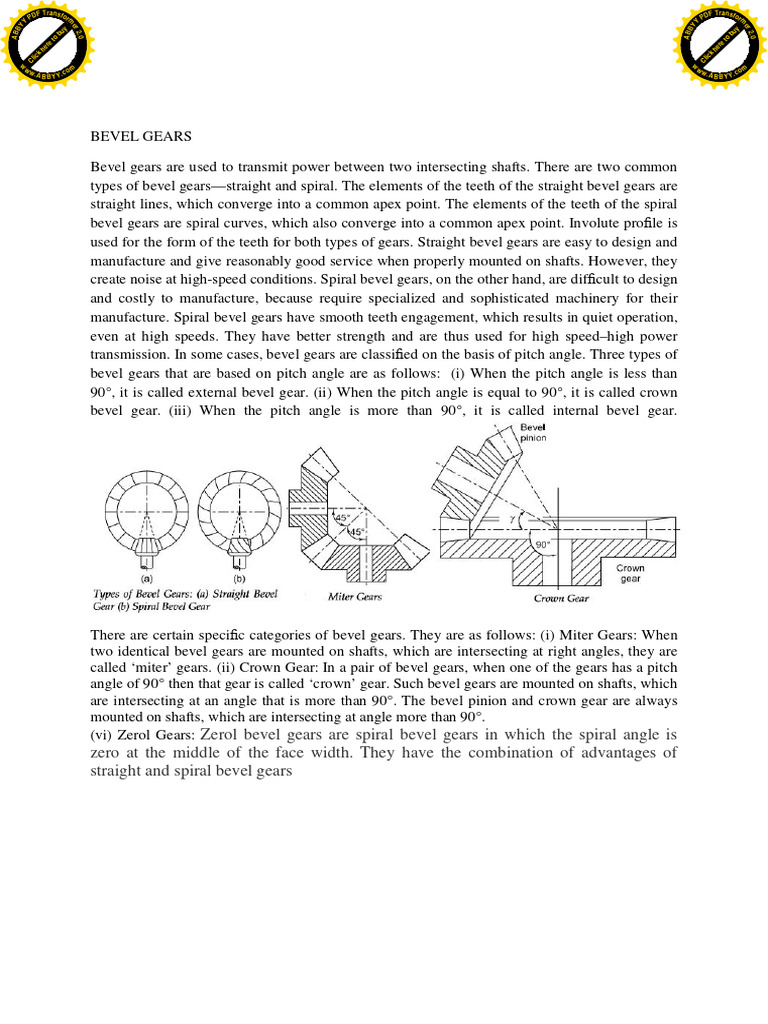 Bevel Gear PDF Gear Mechanics