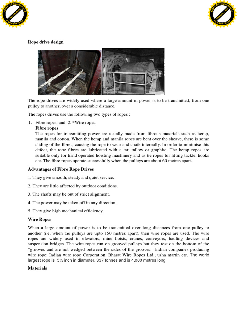 Rope Drive Design | PDF | Rope | Belt (Mechanical)