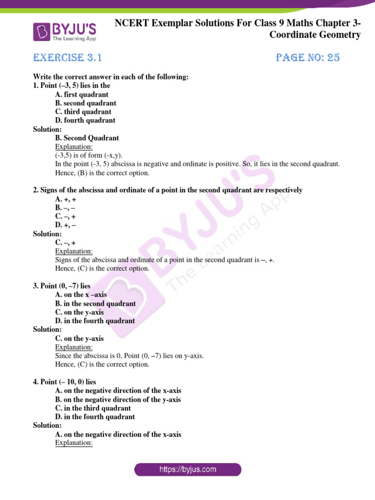 Ncert Exemplar Jan2021 Solutions Class 9 Maths Chapter 3 Pdf