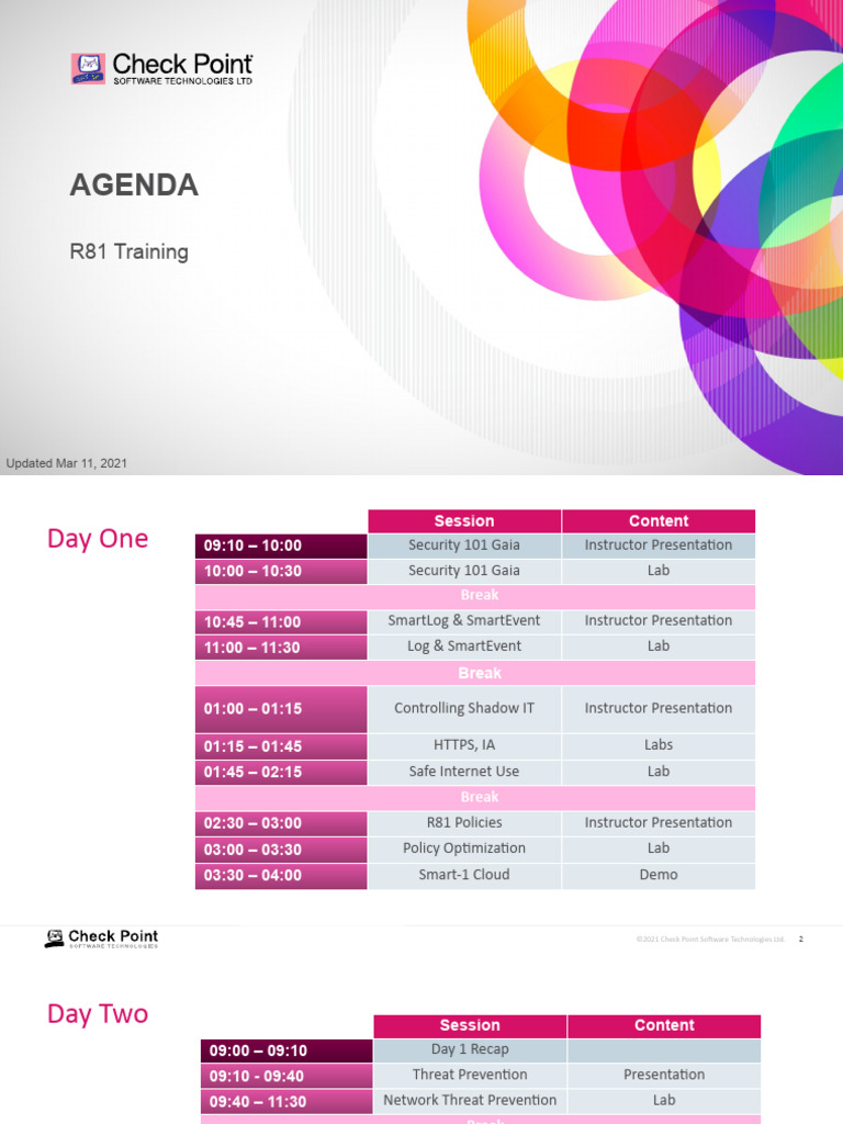00 R80 Training Agenda | PDF | Cloud Computing | Virtual Private Network