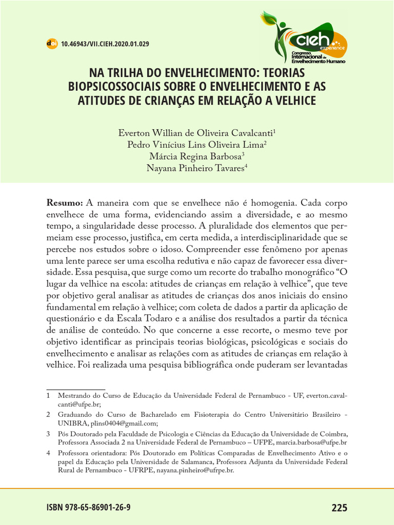 Teorias do Envelhecimento e Crianças | PDF | Envelhecimento | Sociologia