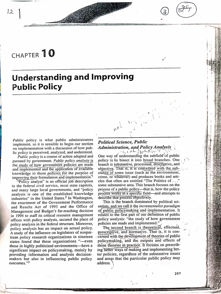 Understanding and Improving Public Policy (Chapter 10) | PDF