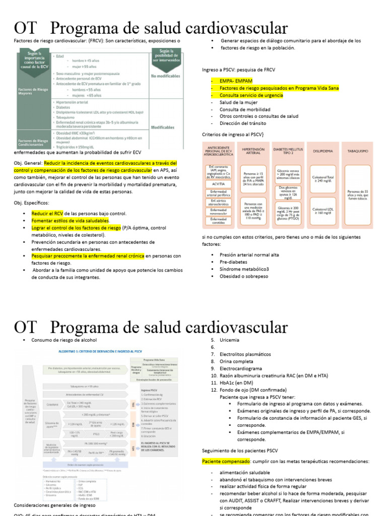 Programa de Salud Cardiovascular PSCV | PDF | Cáncer de mama | Hipertensión