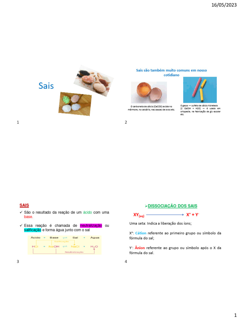 Classificação e Nomenclatura dos Sais | PDF | Sal (Química) | Elementos ...