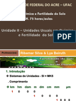 Unidade 2. Unidade Usuais em Química e Fertilidade Do Solo - 2017