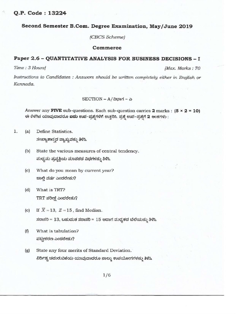 Quantitative Analysis For Business Decisions I | PDF