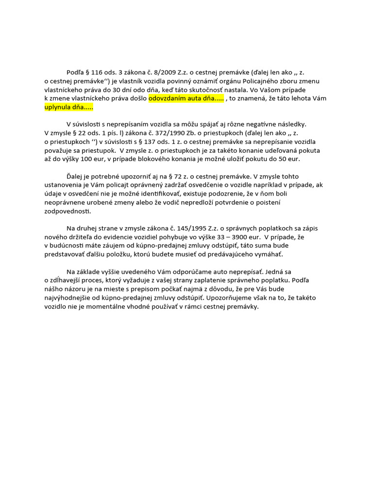 Prepis Auta | PDF