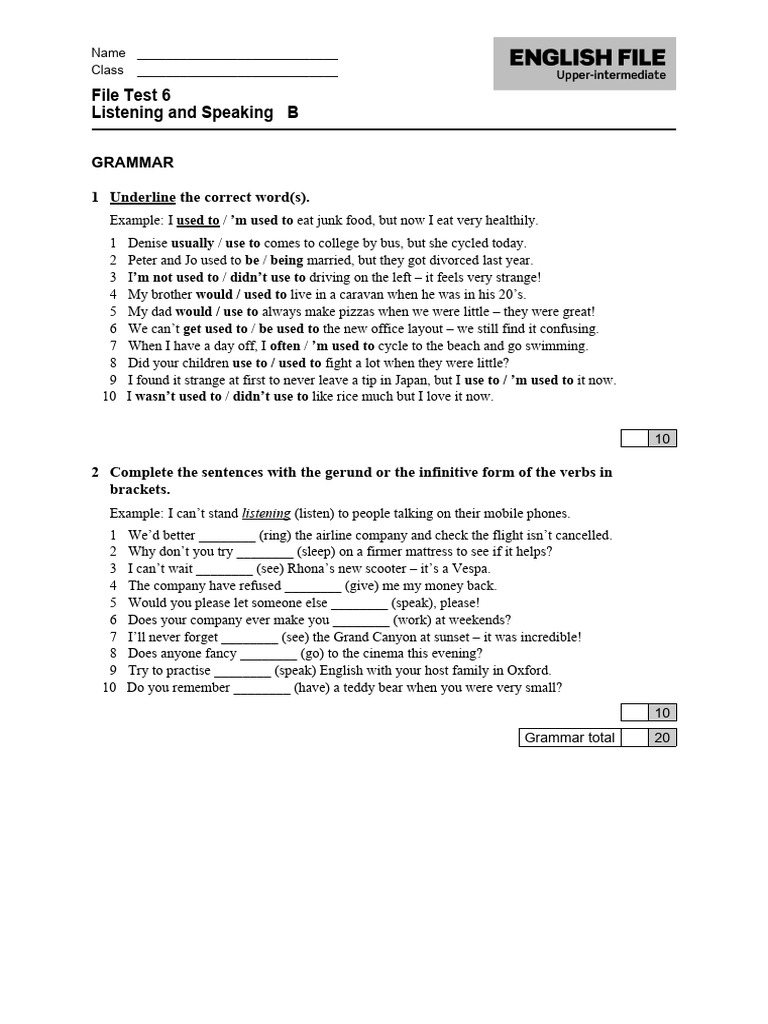Grammar and Vocabulary Test B | PDF | Language Arts & Discipline