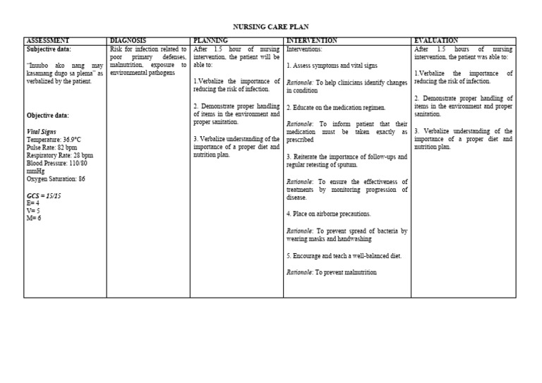 Nursing Care Plan TB 1 | Download Free PDF | Clinical Medicine
