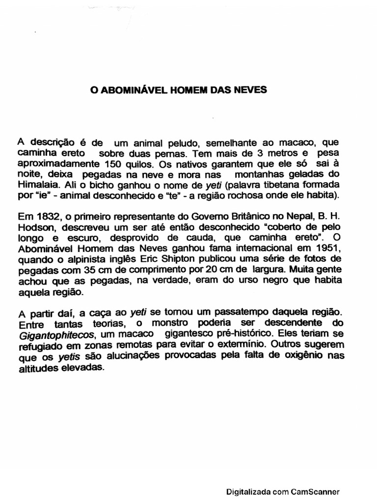 O Abominável Homem Das Neves Pdf