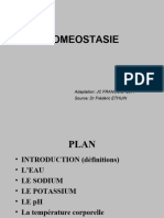 HOMEOSTASIE. Adaptation - JC FRANCOIS 2011 Source - DR Frédéric ETHUIN