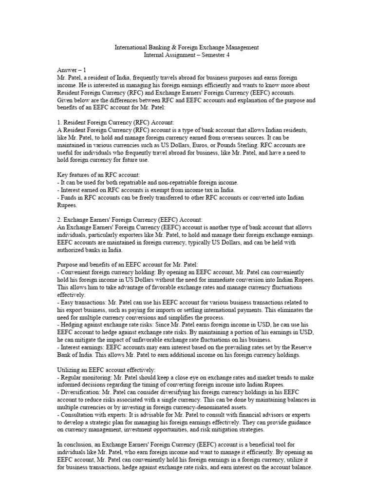 RFC vs EEFC Accounts for Foreign Income | PDF | International Monetary ...