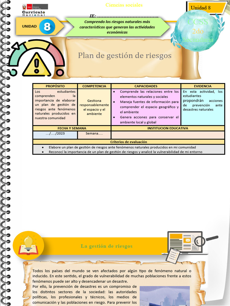 Ficha de Actividad CCSS 2do-Semana 2 | PDF | Riesgo