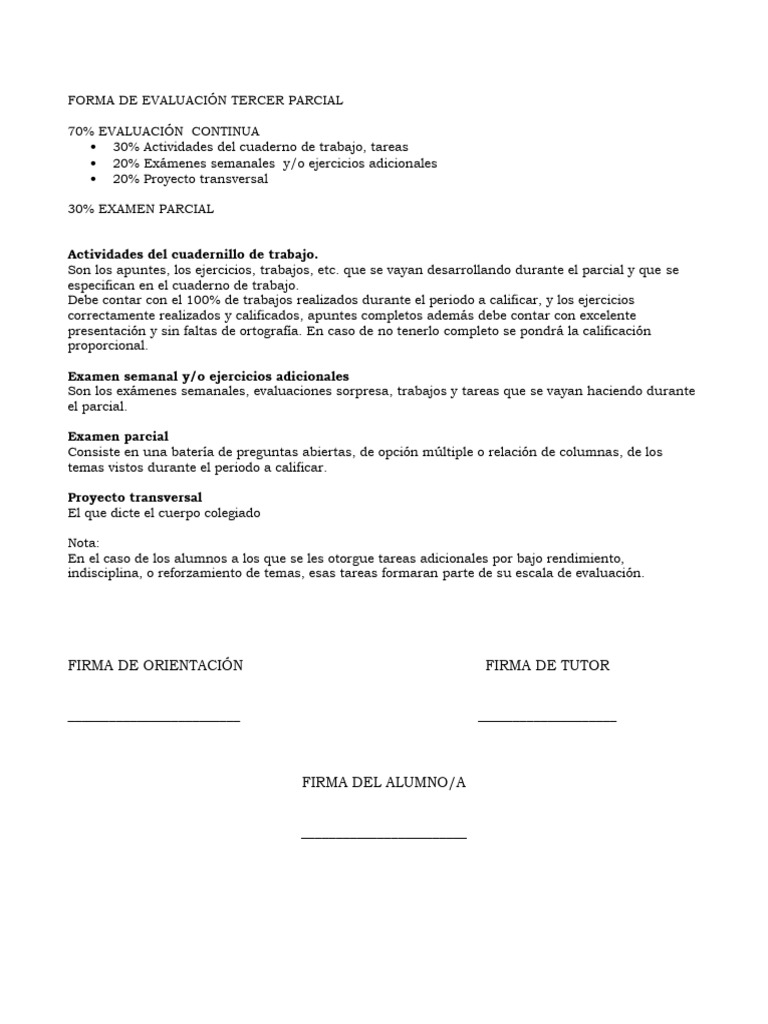 Forma de Evaluación Tercer Parcial | PDF | Crecimiento personal y ...