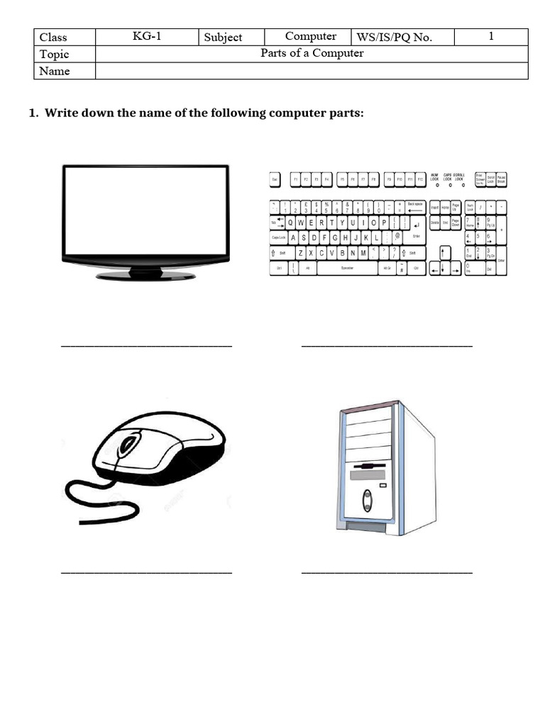 Computer Worksheet KG 2 | PDF