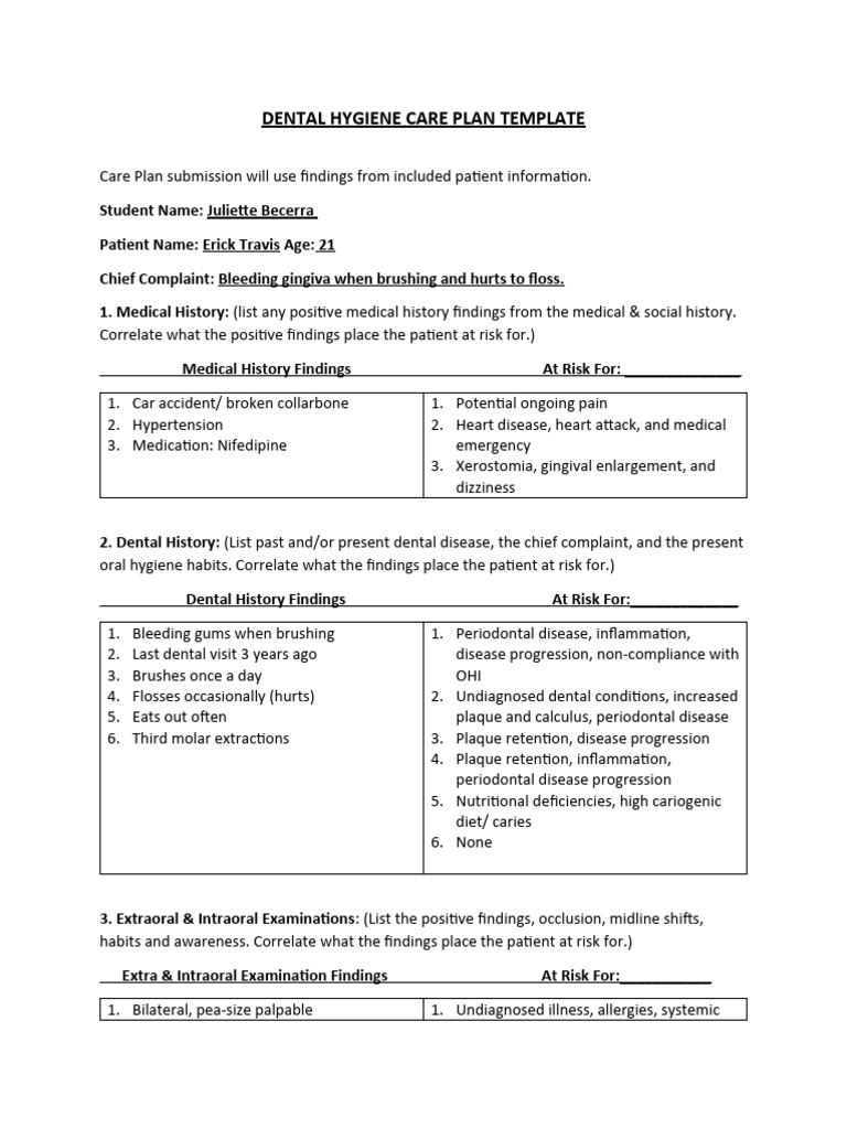 Care Plan PDF Periodontology Oral Hygiene