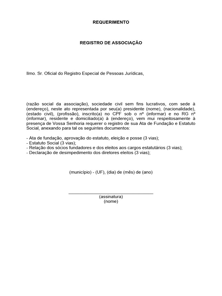 Modelo De Requerimento De Documentosmodelo De Requerimento De Registro