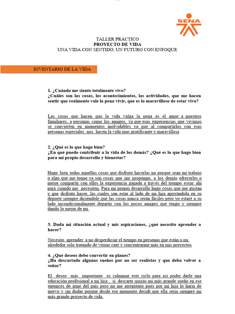 Taller de Proyecto de Vida: Enfoque y Aprendizaje | PDF | Estilo de vida
