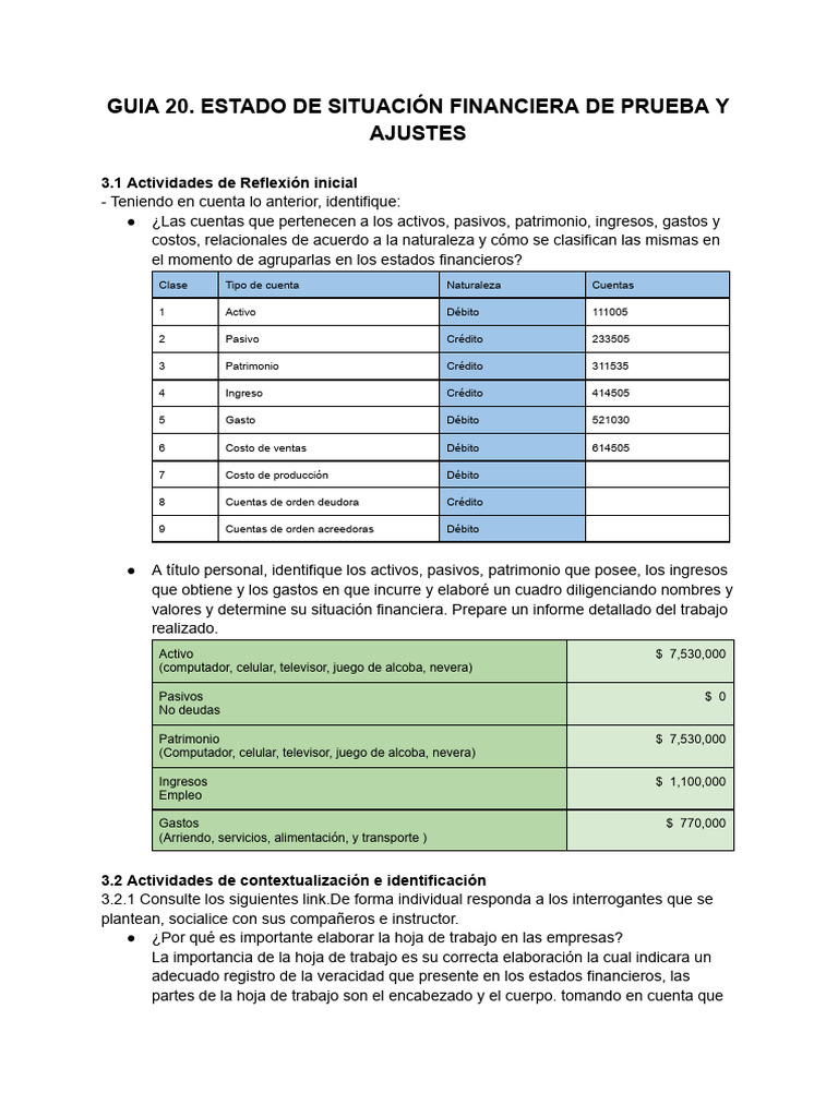 Guia 20 | PDF | Contabilidad | Estado financiero