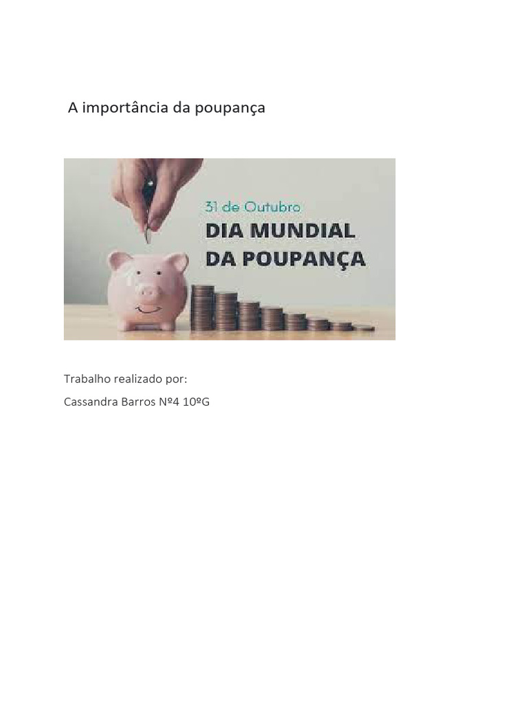 A Importancia Da Poupança | PDF | Salvar | Economia