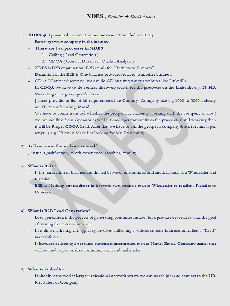 XDBS: B2B Contact Discovery Explained | PDF | Linked In | Marketing