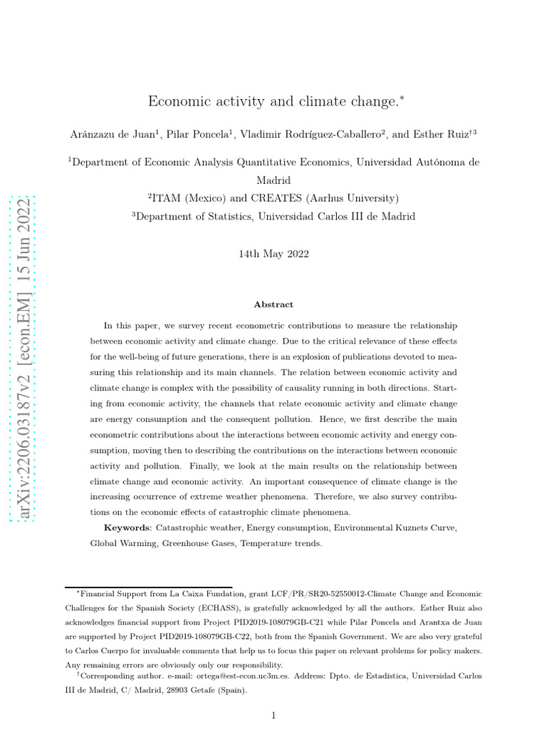 Economic Activity and Climate Change | PDF | General Circulation Model ...
