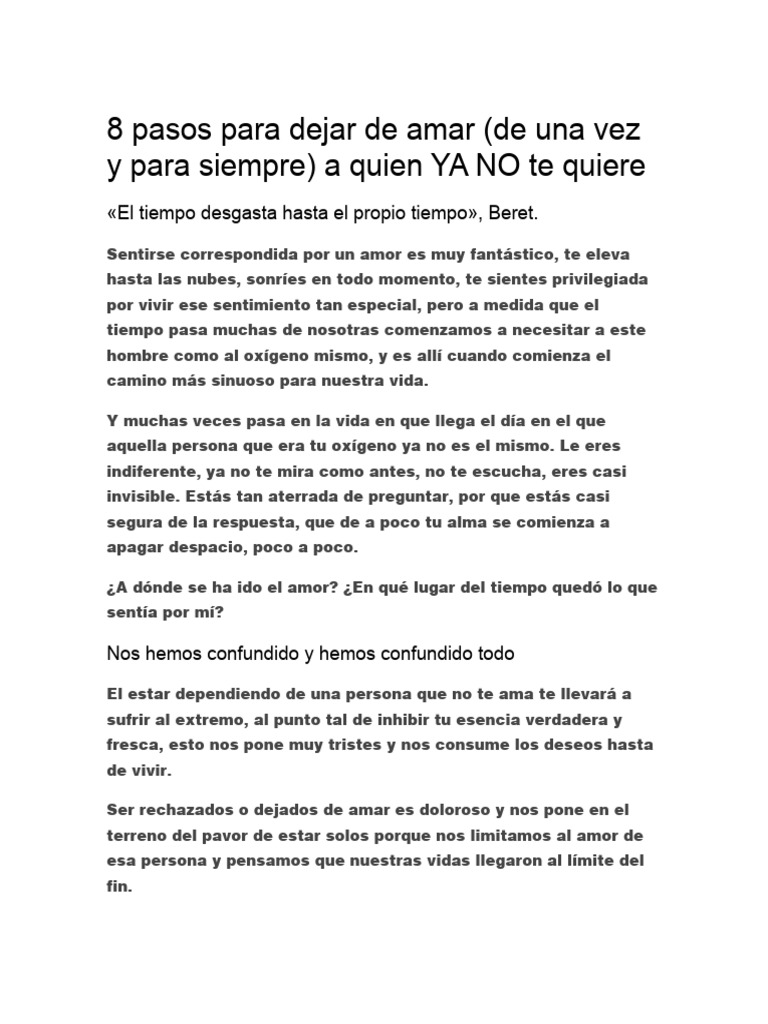 Cómo dejar de amar a quien no te quiere | PDF | Amor