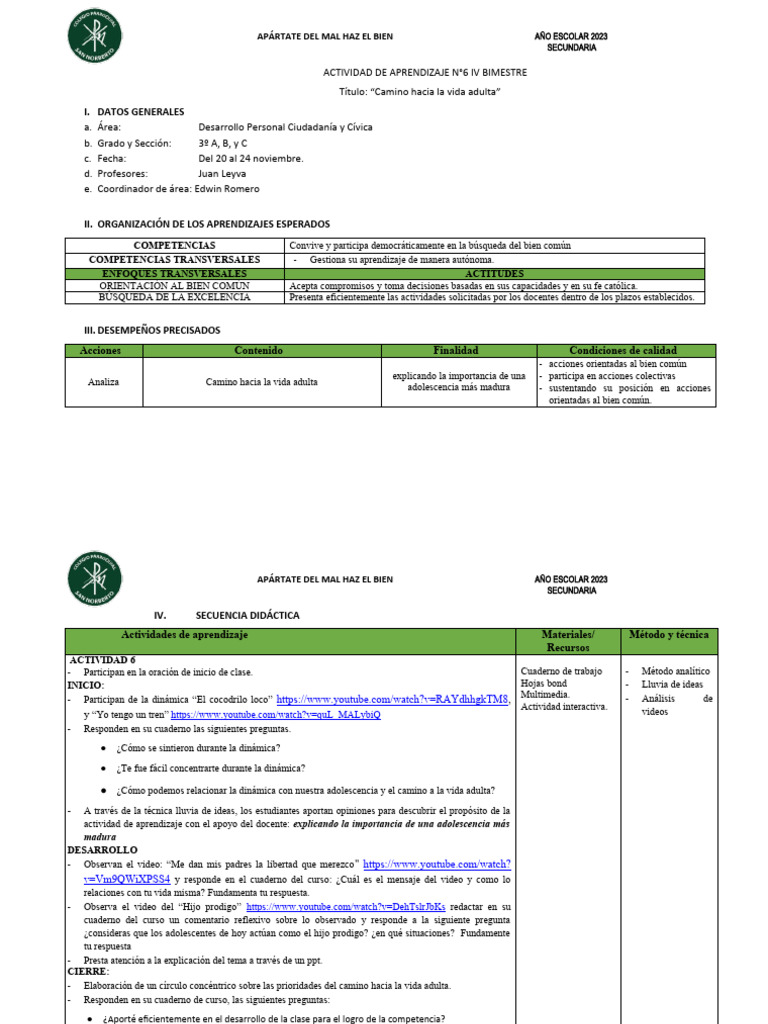 Cuaderno DPCC 3° Secundaria 2023 | PDF | Aprendizaje | Modificación de ...