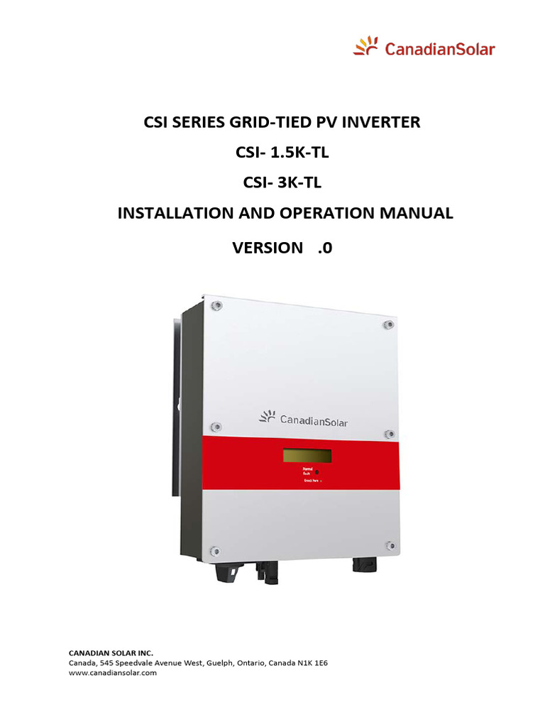 Installation Manual CSI-1.5K-3K-TL V2.0 | PDF | Power Inverter ...