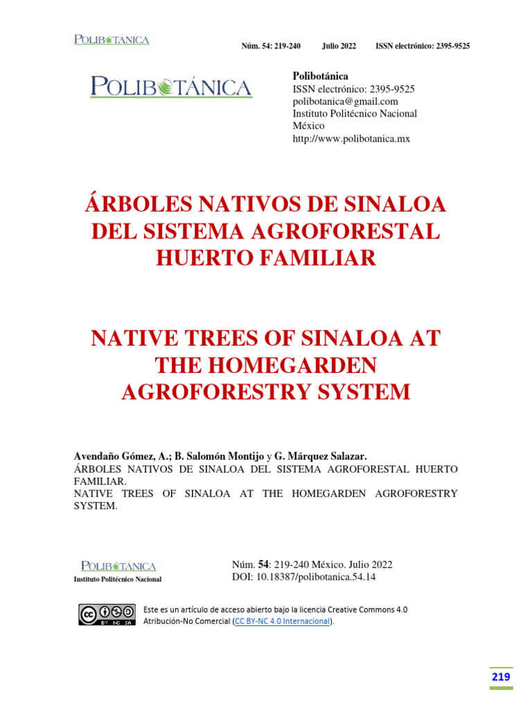 Árboles Nativos de Sinaloa en Huertos | PDF | Los bosques | Movimiento ...