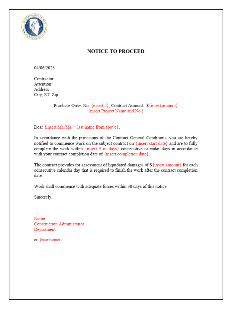 Notice To Proceed PDF