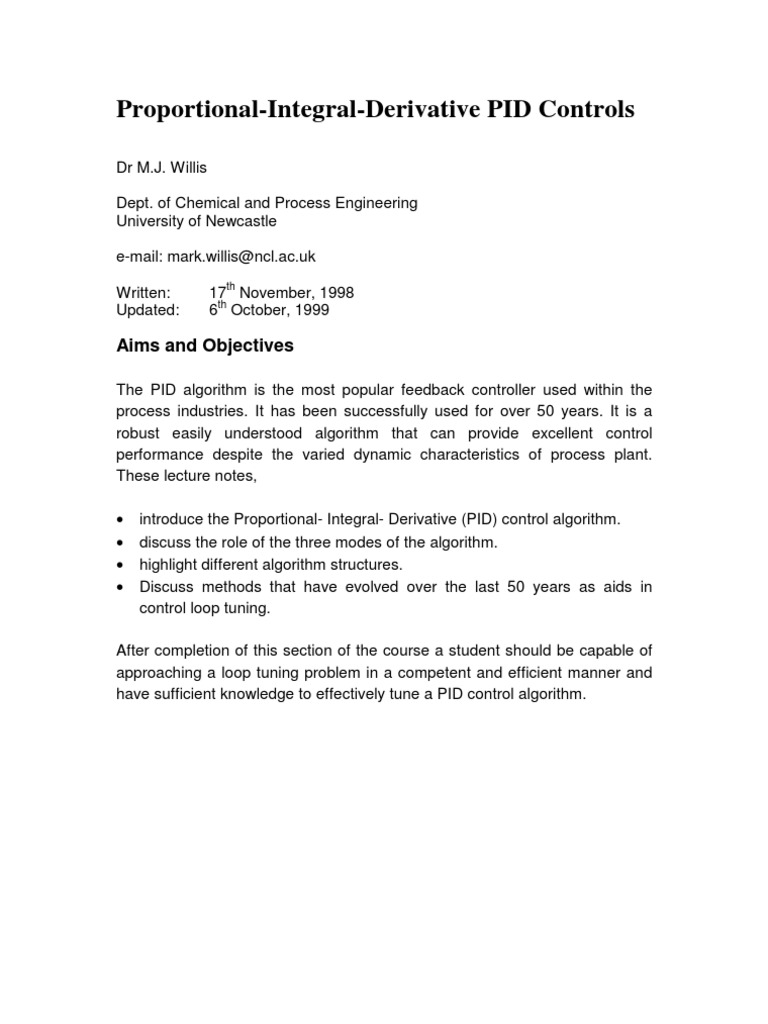 Understanding PID Control Algorithms | PDF | Control Theory | Mechanics