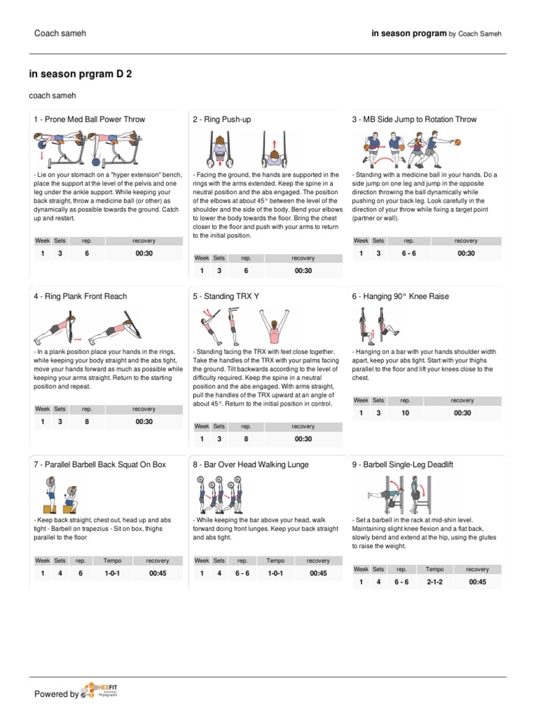 In Season Program | PDF | Anatomical Terms Of Motion | Human Anatomy