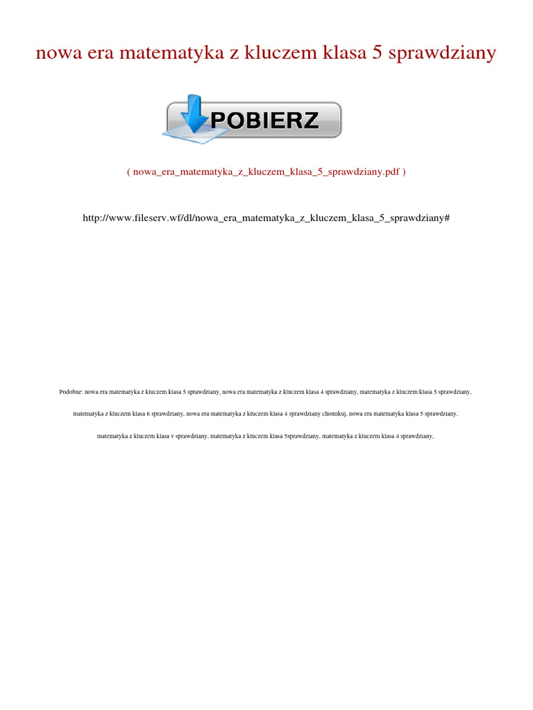 Klasa 5 Matematyka Z Kluczem Nowa Era Matematyka Z Kluczem Klasa 5 | PDF