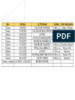 DIA Fecha Actividad Hora Encargados