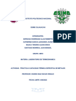 Práctica 6 Capacidad Térmica Específica de Metales