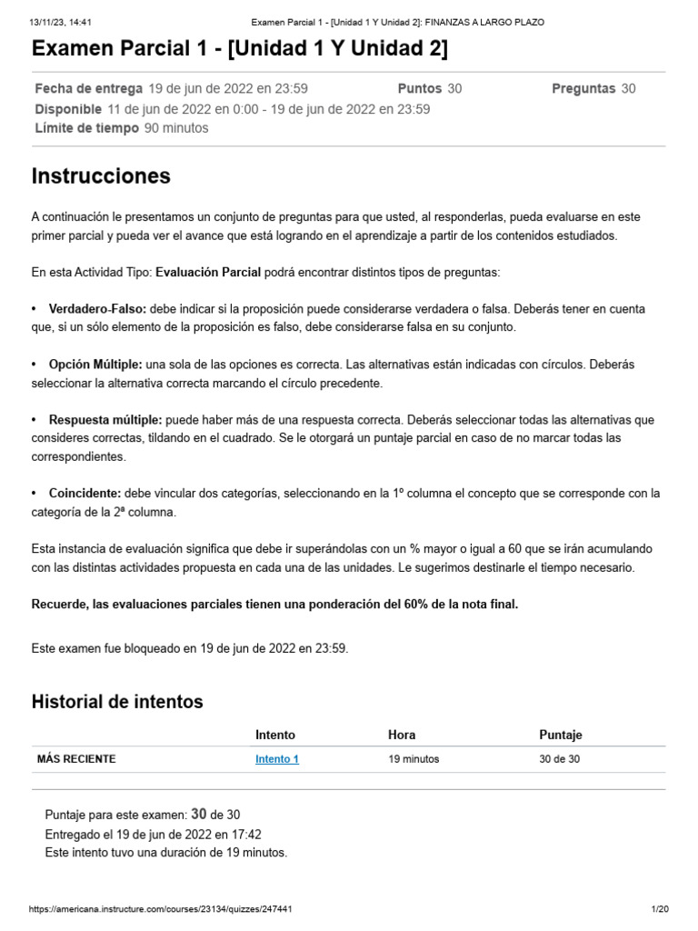 Examen Final: Finanzas a Largo Plazo | PDF | Tasa interna de retorno ...