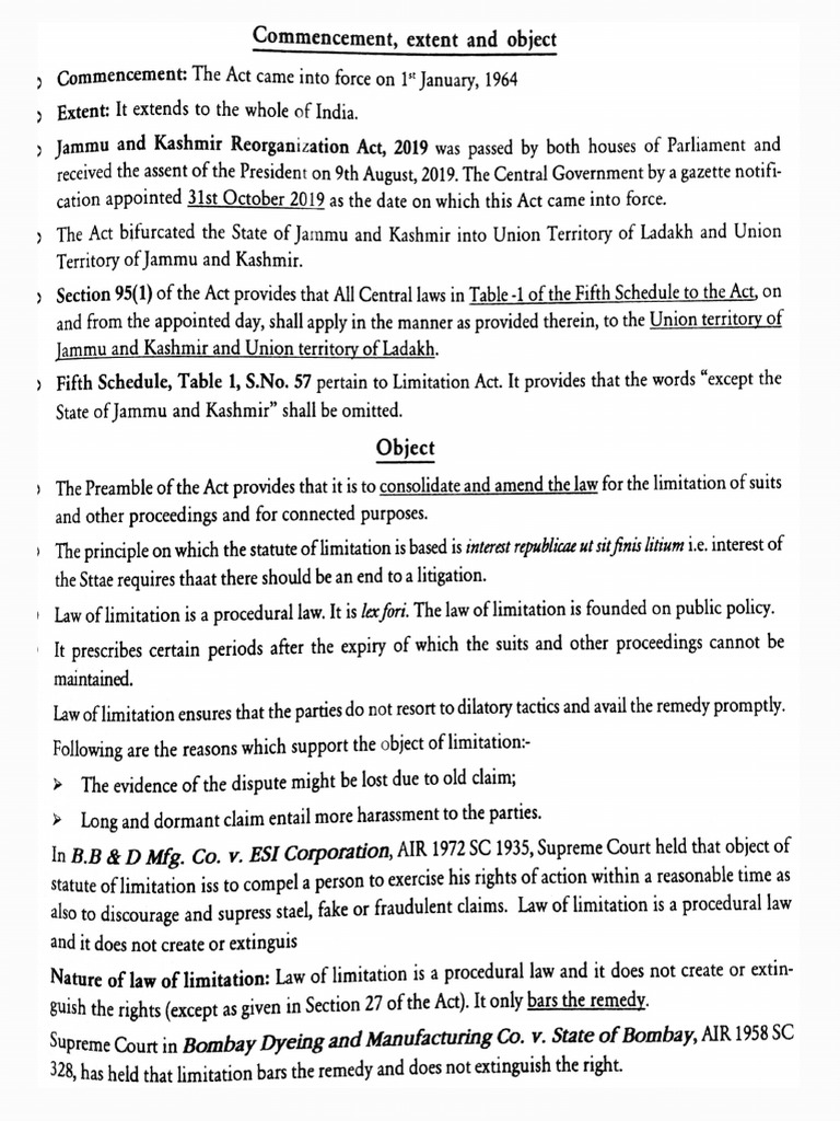 Limitation Act Overview PDF