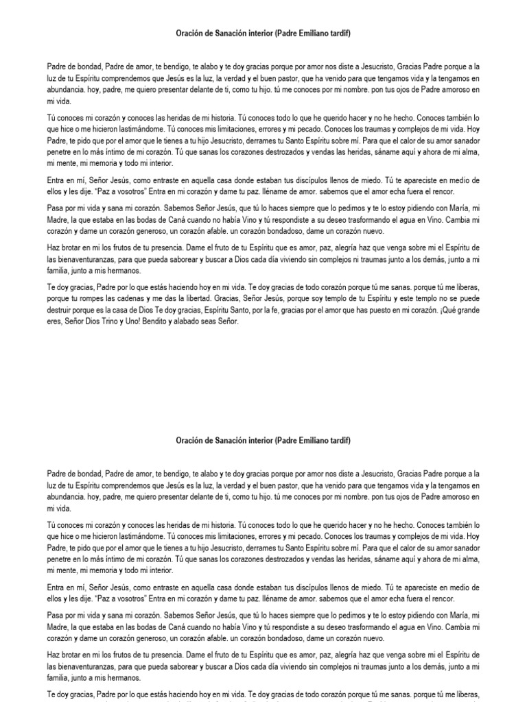 Oración de Sanación Interior y Fe | PDF | Amor | María, madre de Jesús