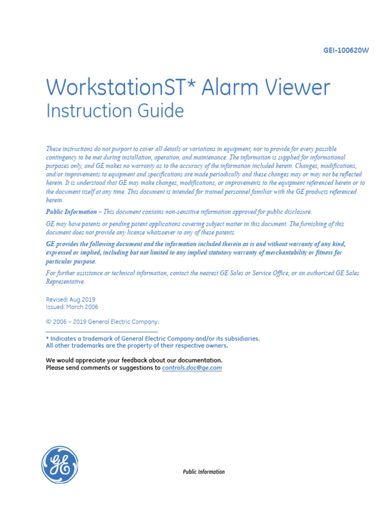 GEI-100620W WorkstationST Alarm Viewer Instruction Guide | PDF ...