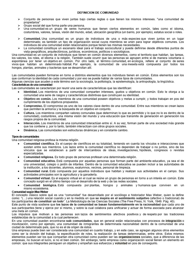 Definición y características de comunidad | PDF | Comunidad | Grupo social