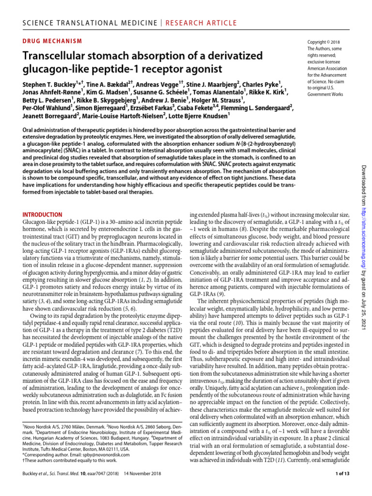 Buckley 2018 Transcellular Stomach Absorption of | PDF | Biochemistry ...