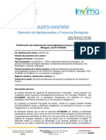 Alerta Sanitaria - 026-2023 - Falsificación Del Medicamento Inmunoglobulina Humana PANZYGA Lote K110A8285