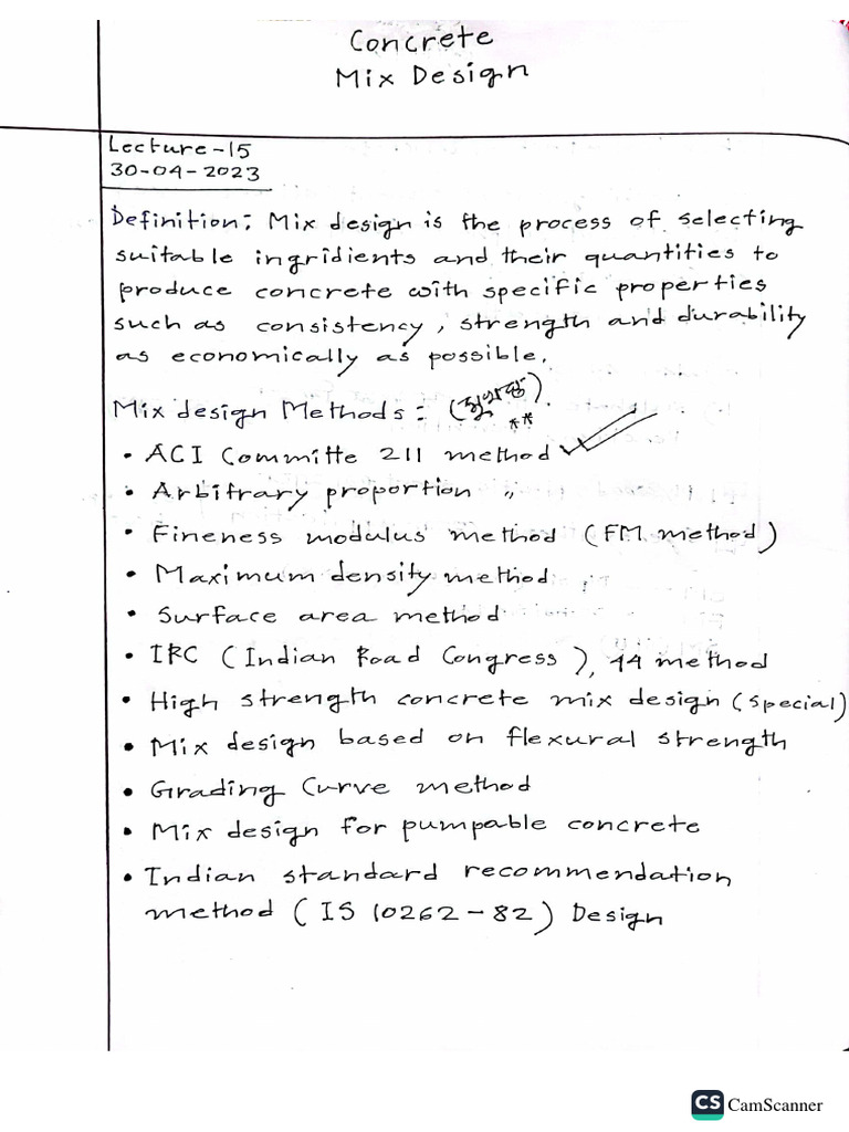 Dip Sir Concrete Mix Design Lecture PDF